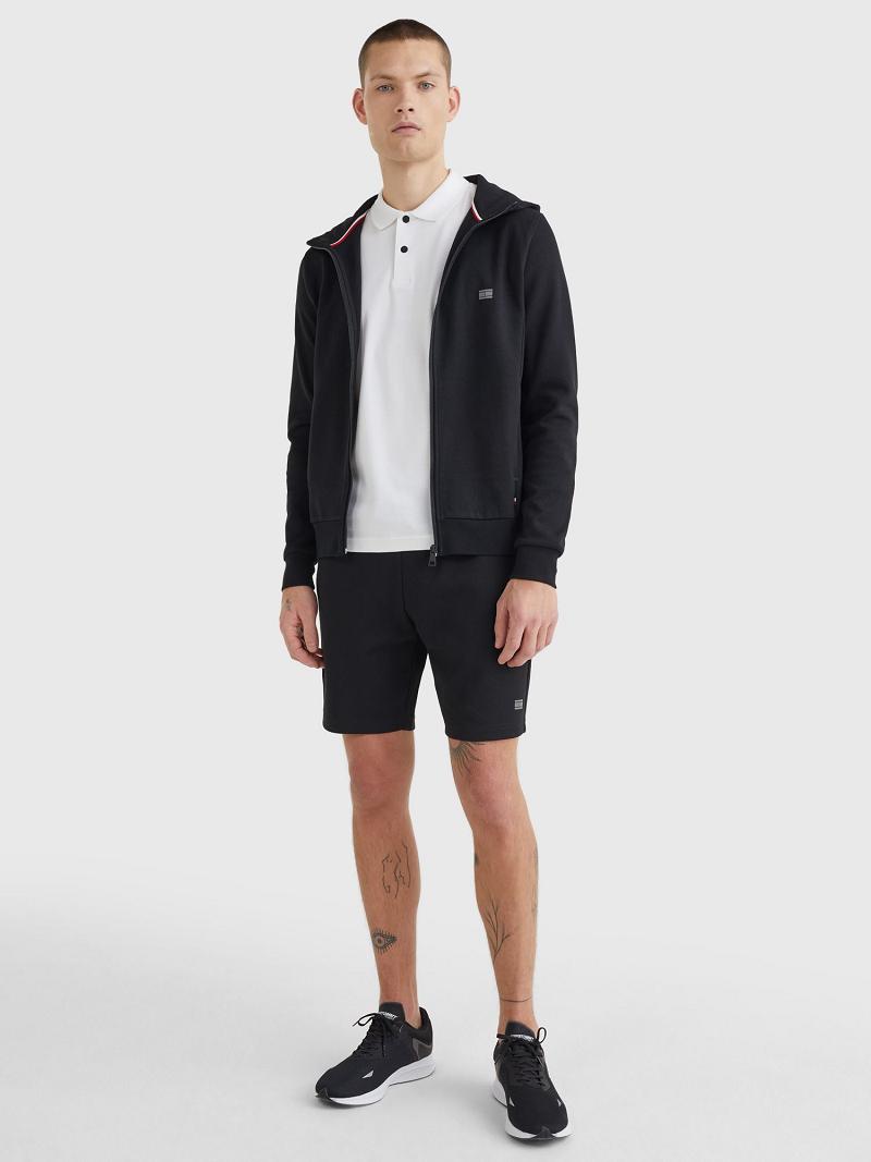 Férfi Tommy Hilfiger Solid tech zip Hoodies Fekete | HU 1249SGL